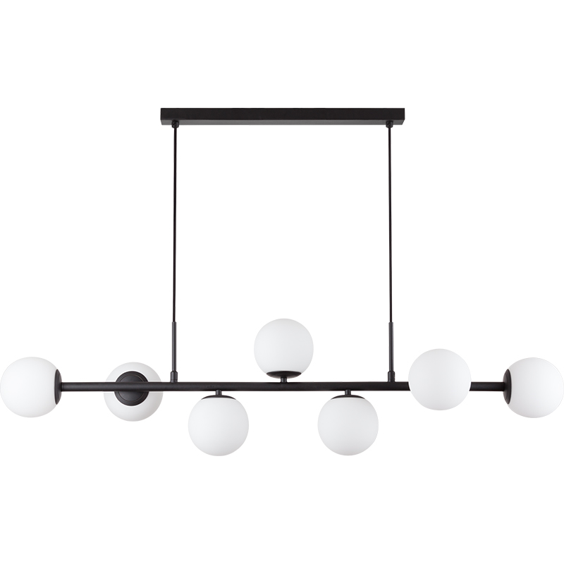 Nordic Authenic Design Hanging Light Decorative Adjustable Pendent Light 7lys Matt Black & Opal Glass G9