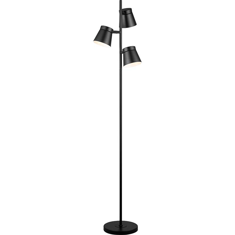 Stylish Matt Black Floor Lamp with Three Adjustable Lights and G9 Sockets