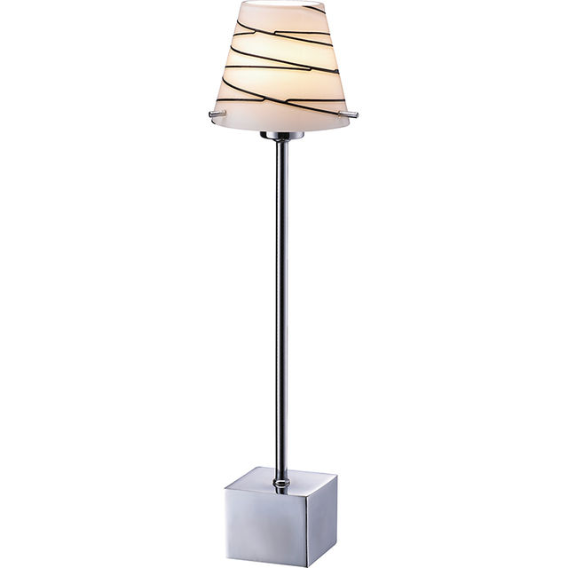 Mini Elegant Simple Plain Table Lamp H38CM with Bk&wh Stripe Glass G9 Dim