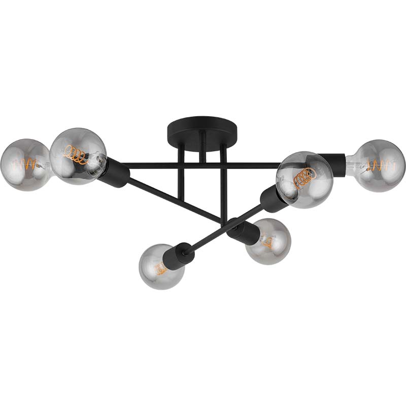 Modern Industrial Adjustable Ceiling Light 6lys Sandy black E27