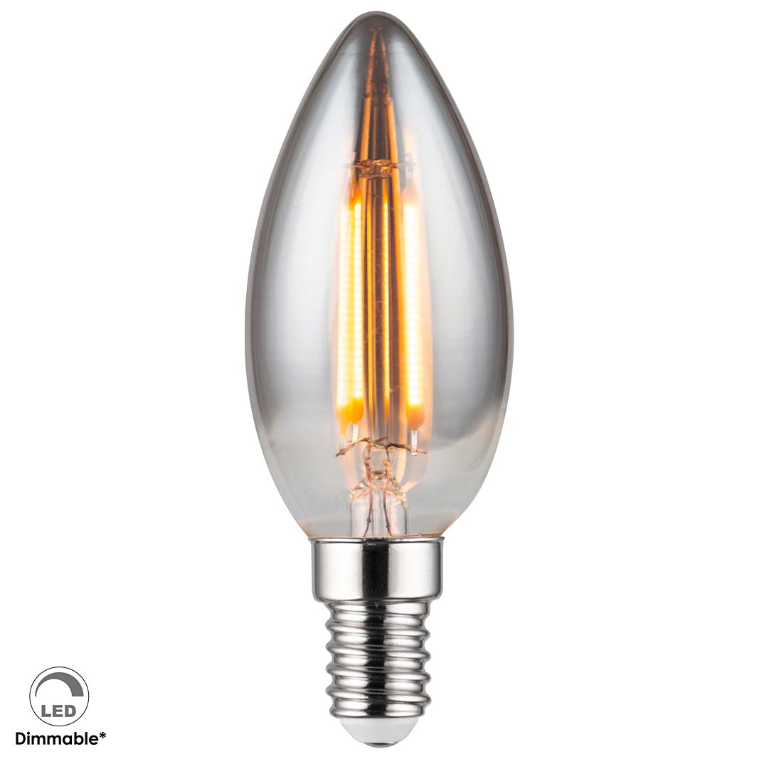 Smoke-colored 230V E14 Base LED C35 Candle Bulb with 4W Power And Dimming Feature