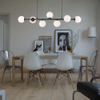 Nordic Authenic Design Hanging Light Decorative Adjustable Pendent Light 7lys Matt Black & Opal Glass G9