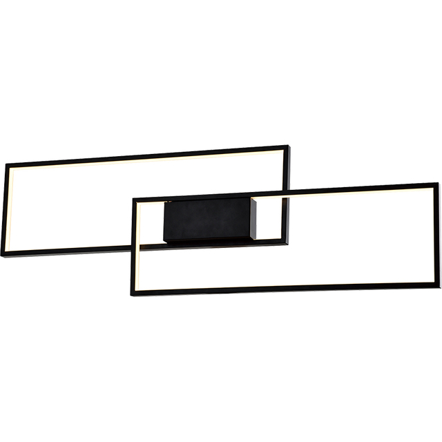 Sand Black Double Rectangular Ceiling Lamp with Glare-free Soft LED Light Strip and Dim Function, 70cm Diamete