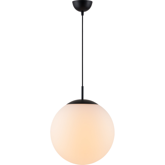 Simple Light Hanging Adjustable Opal Grass Ball Pendant Light Dia35cm Matt Black E27