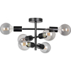 Industrial Adjustable Ceiling Light 6lys with Gimbal Joint Matt Black E27