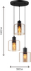 Modern Linear Hanging Ceiling Light Decorative Amber Glass Adjustable Round Pendent Light 3lys E27 Dim