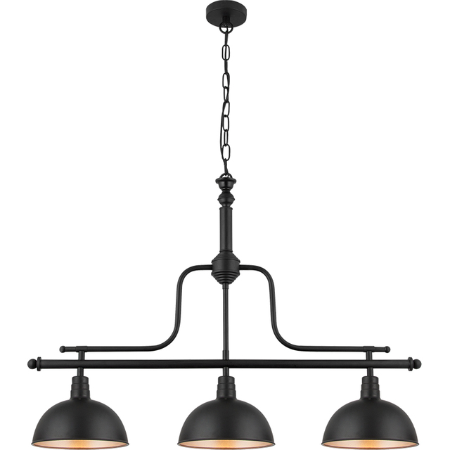 Nordic Metal Pendant Light Three Haeds Matt Black E14