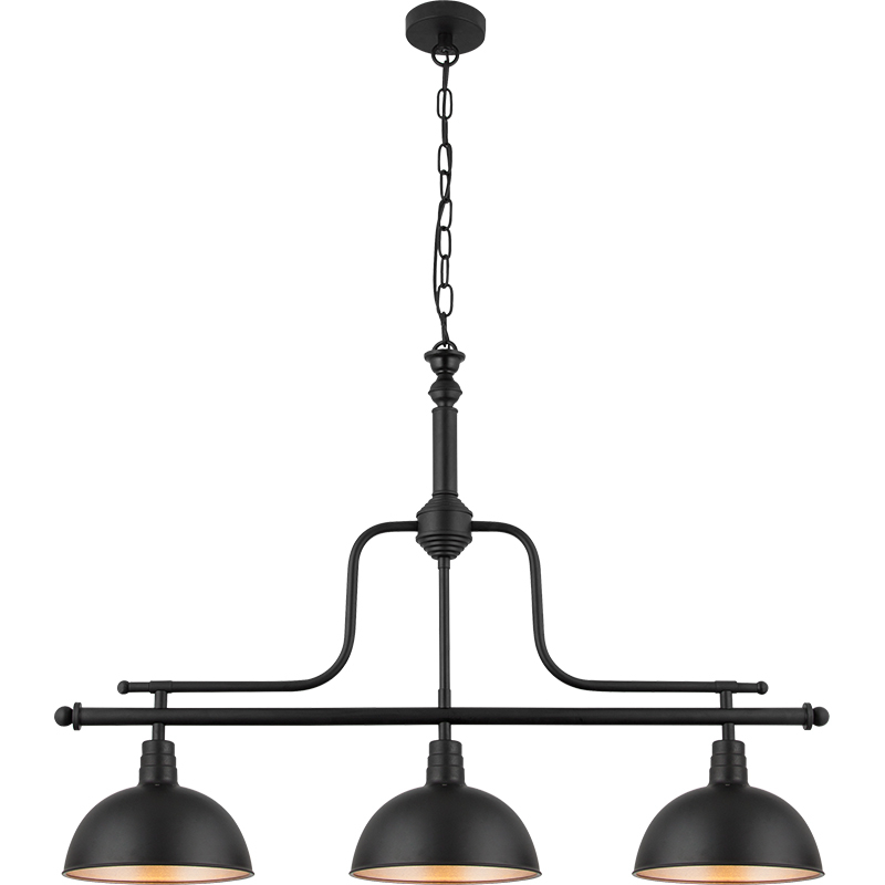 Nordic Metal Pendant Light Three Haeds Matt Black E14