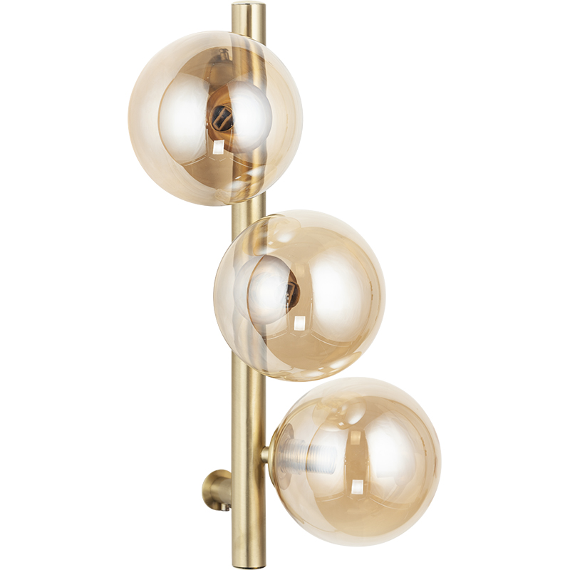 3-Light Ball Style Wall Lamp with Simple Amber Glass Design and G9 Socket