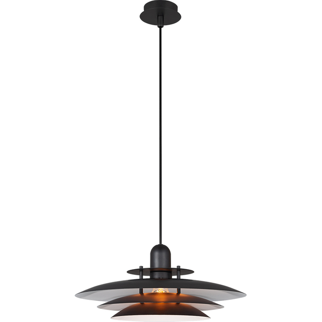 Nordic Round Light Attractive Chandelier Louvre Pendent Light Height Adjustable Matt Black inside White E27