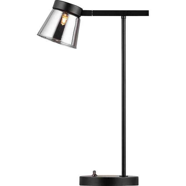 Modern Reading Lamp for Desk with G9 LED Bulb And Smoke Glass Lampshade in Matt Black