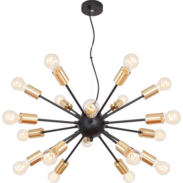 Infinity Mordern Pendant Lamp with Matt Black Matching with Elegant Matt Brass Light Heads 18lys