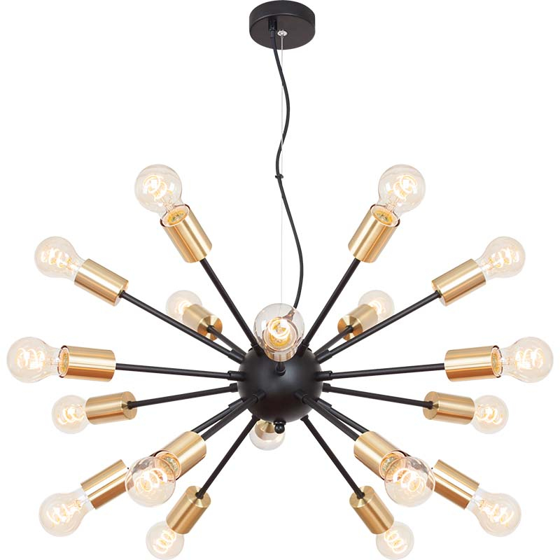 Infinity Mordern Pendant Lamp with Matt Black Matching with Elegant Matt Brass Light Heads 18lys