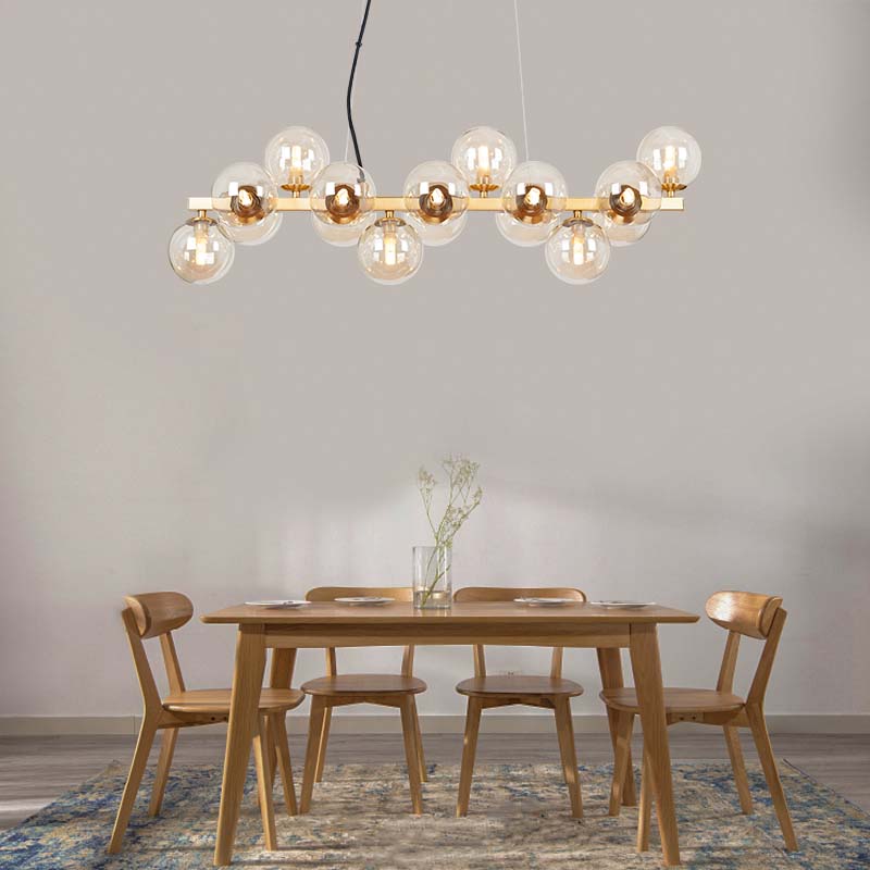 Graceful Decorative Pendant Lamp with Elegant Golden Metal Bar Matching with Beautiful Champagne-colored Glasses 16lys G9