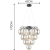 Graceful Decorative Pendant Lamp - Black Chrome Metal Bar and Champagne-colored Glasses - 22 Lights