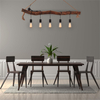 Creative Simple Chandelier Retro Decorative Adjustable Nature Wood Pendent Light 5lys E27