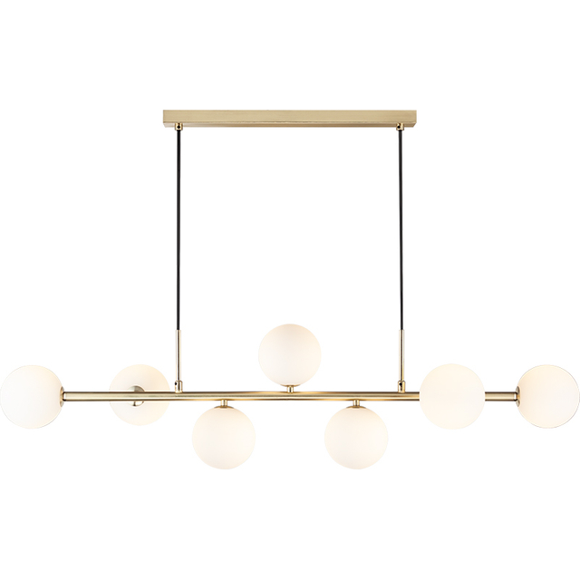 Nordic Authenic Design Hanging Light Decorative Adjustable Pendent Light 7lys Matt Brass & Opal Glass G9