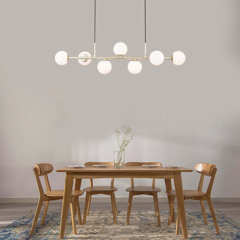 Nordic Authenic Design Hanging Light Decorative Adjustable Pendent Light 7lys Painted Brass & Opal Glass G9