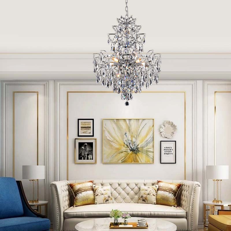 Classic Clear Crystal Chandelier Design Noble Pendant Light 6lys Dia50cm E14