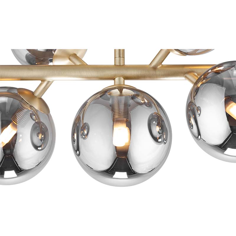 Nordic Authenic Ceiling Luxury Decorative Ceiling Light 7lys Matt Brass & Full Smoky Glass G9