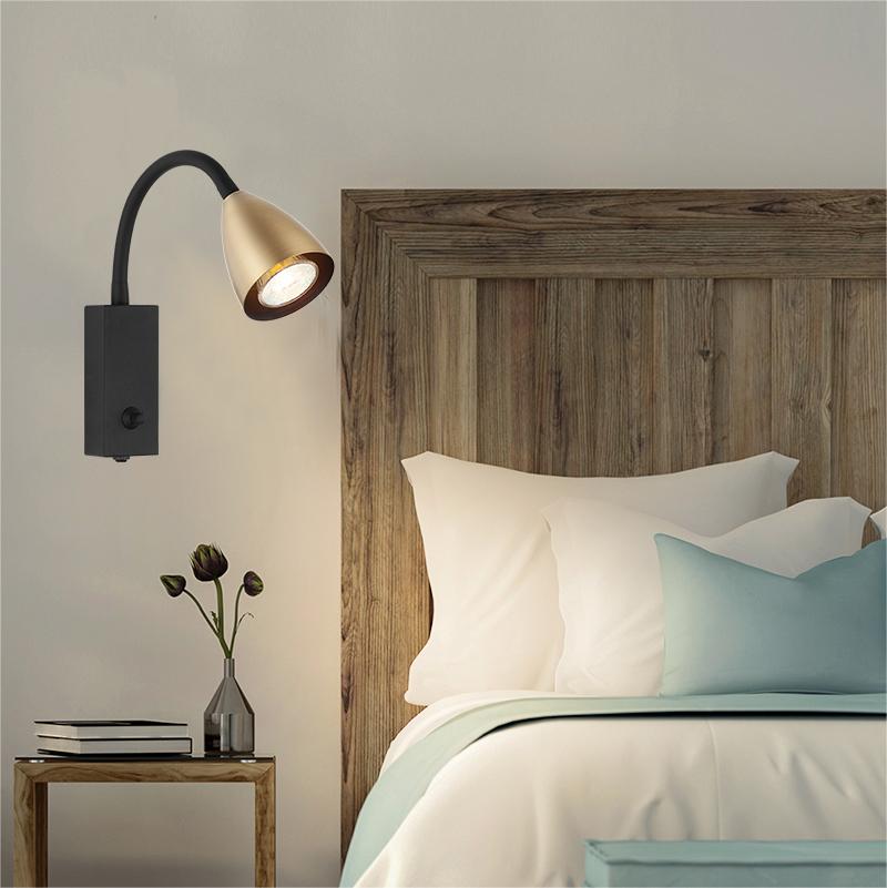 Nordic Modern Wall Spot Light Home Decorative Light with Flex Arm Sand Black GU10 Dim