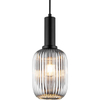 Elegant Window Pendant Lamp with Beautiful Smoke-colored Glass of Corrugated E27