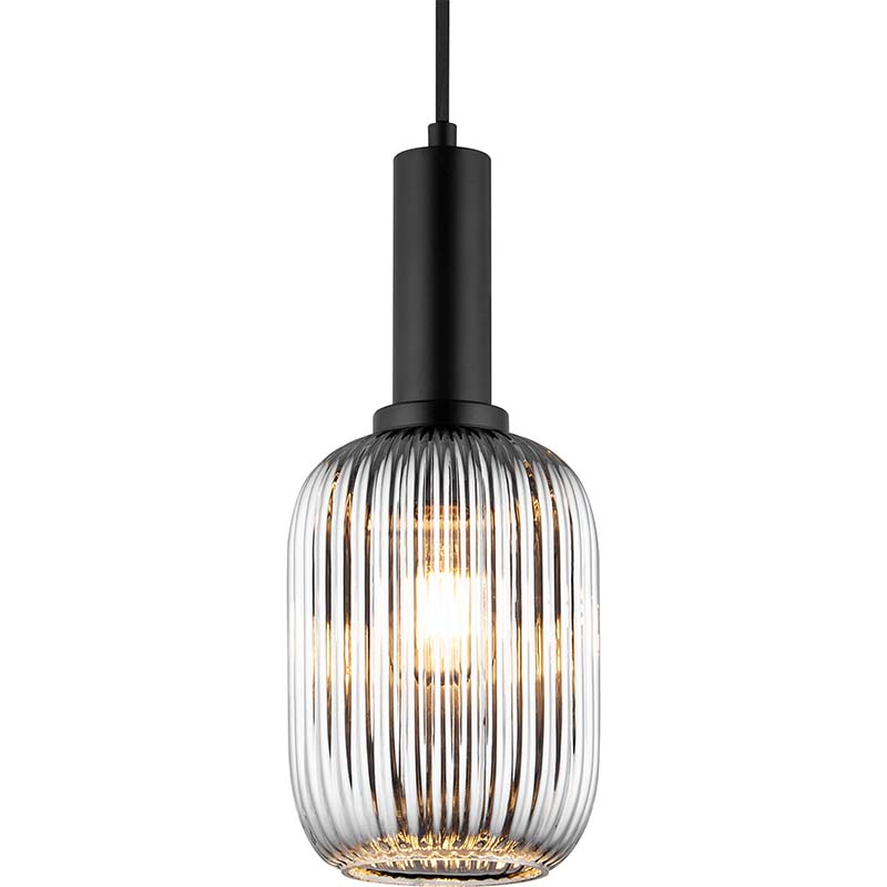 Elegant Window Pendant Lamp with Beautiful Smoke-colored Glass of Corrugated E27