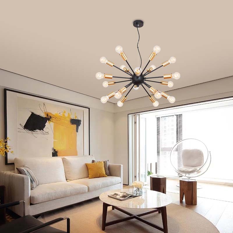 Infinity Mordern Pendant Lamp with Matt Black Matching with Elegant Matt Brass Light Heads 18lys