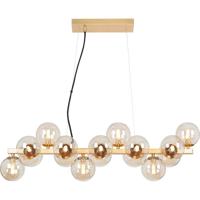 Graceful Decorative Pendant Lamp with Elegant Golden Metal Bar Matching with Beautiful Champagne-colored Glasses 16lys G9