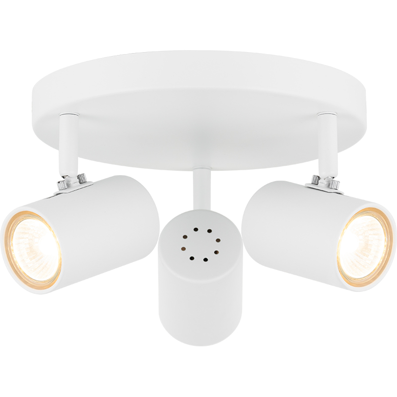 Simple and Elegant Decorative Ceiling Light with Three GU10 Lamps in Sandy White