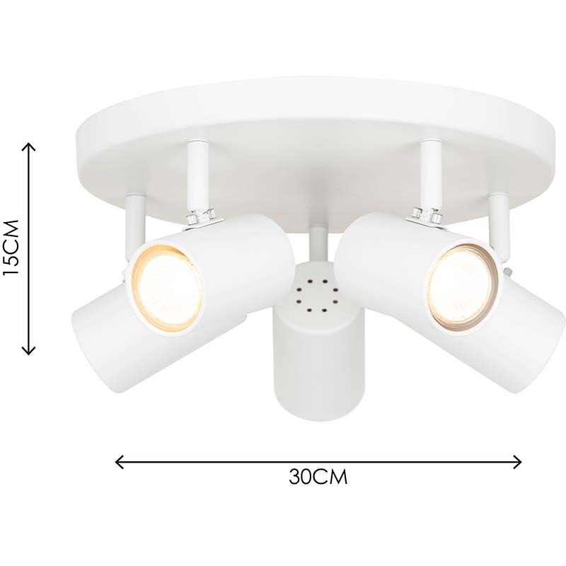 Nordic-inspired Flush Mount Ceiling Light with Simple Design and 5 GU10 Bulb Holders in Sandy White