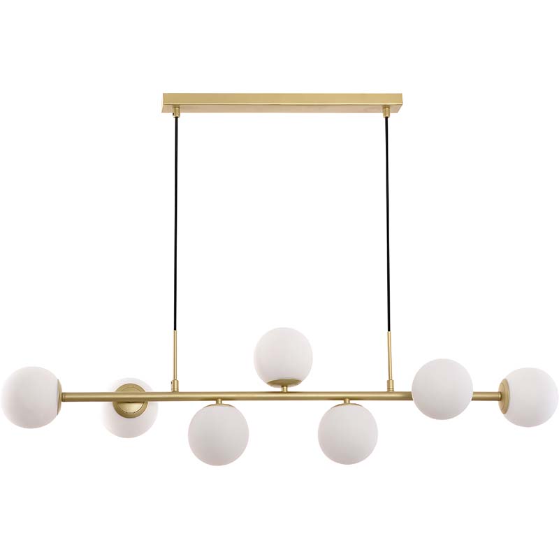 Nordic Authenic Design Hanging Light Decorative Adjustable Pendent Light 7lys Painted Brass & Opal Glass G9