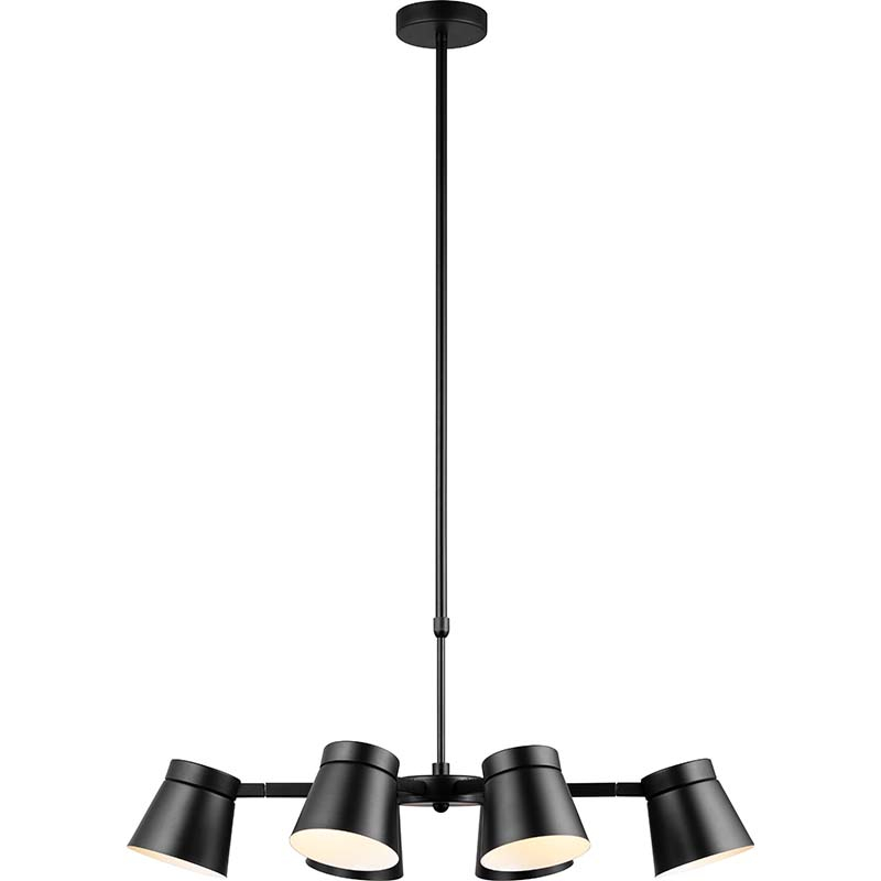 Nordic Metal 6 Haeds Pendant Light Adjustable 360° All Matt Black G9