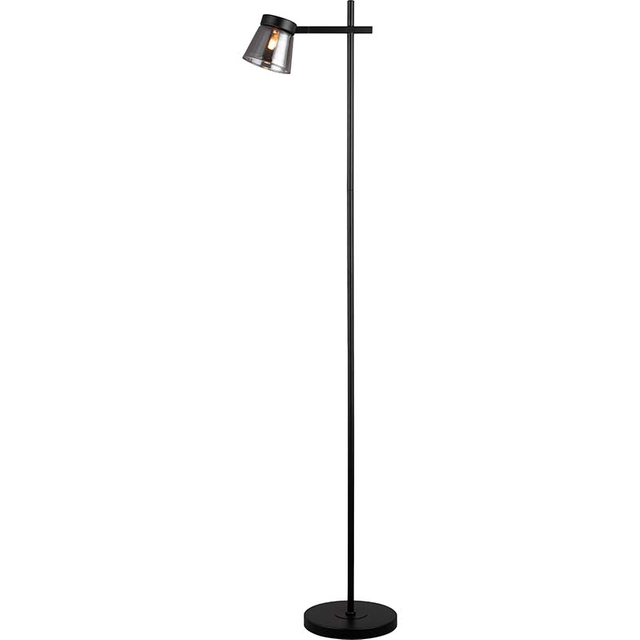 Contemporary Black Floor Lamp with Smoked Glass Shade and G9 Socket