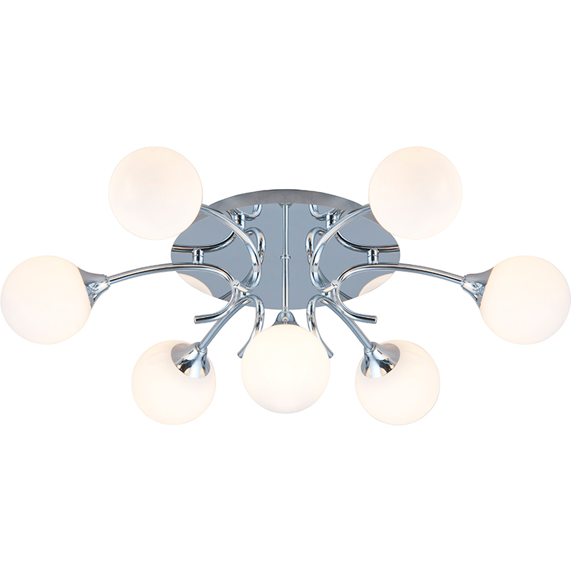 Elegant Glass Design IP21 Round Ceiling Light 7lys Opal Glass G9