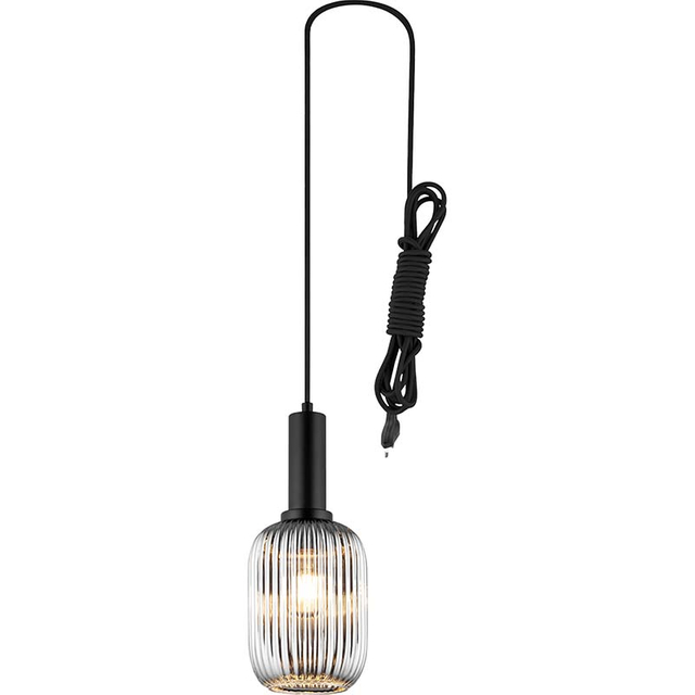 Elegant Window Pendant Lamp with Beautiful Smoke-colored Glass of Corrugated E27