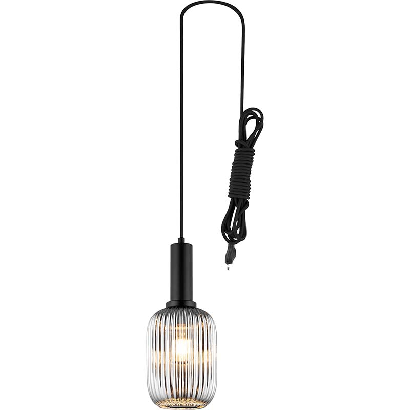 Elegant Window Pendant Lamp with Beautiful Smoke-colored Glass of Corrugated E27