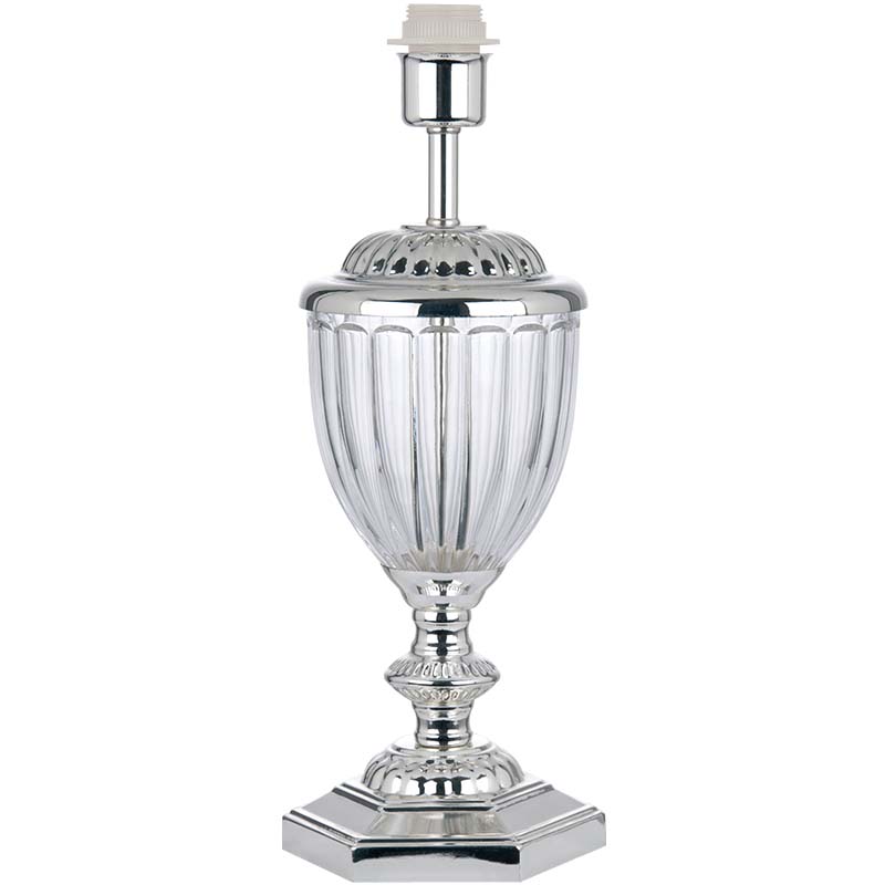 Sophisticated Glass Table Lamp in Silver with Crystal Glass Vase and E27 Socket