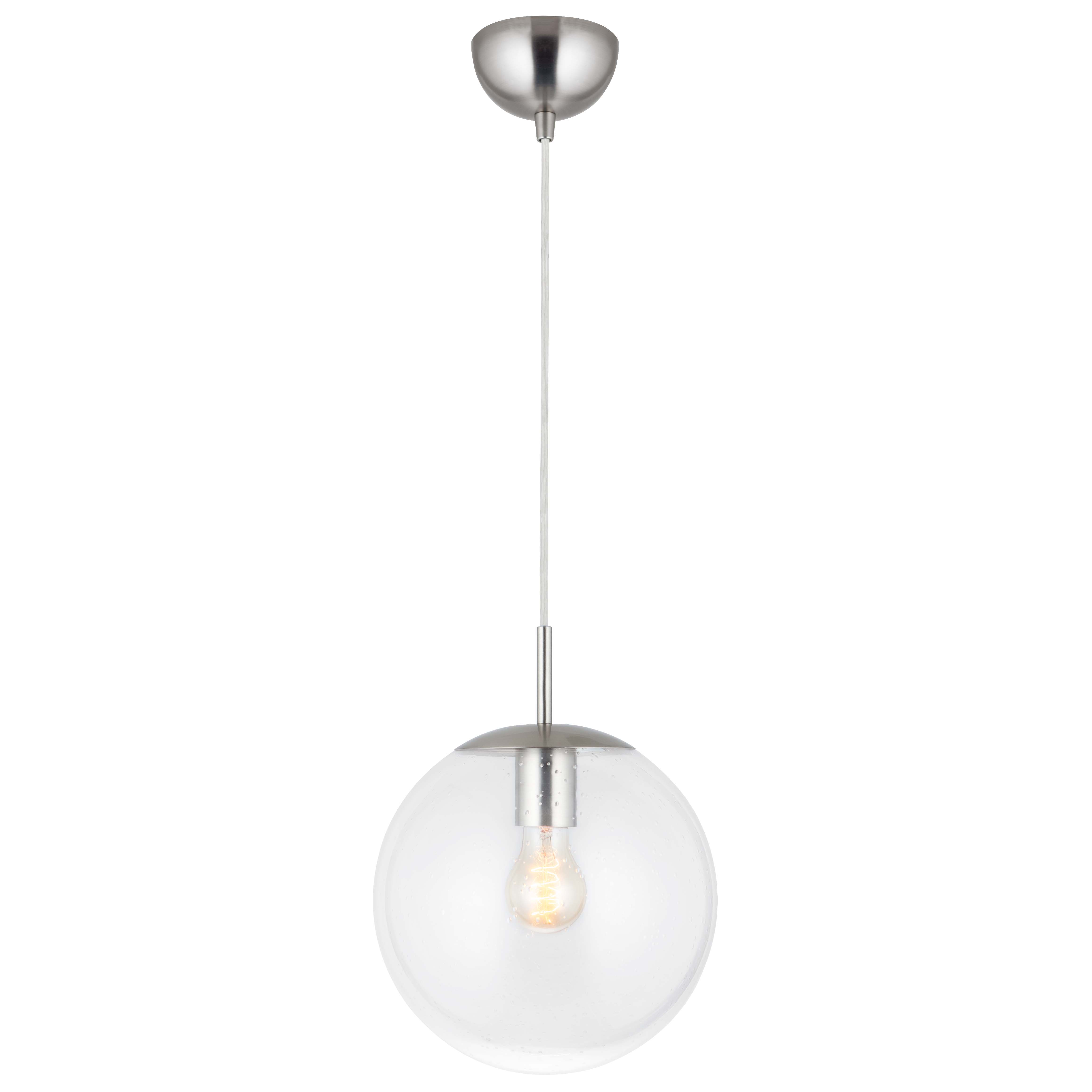 Simple Light Hanging Adjustable Clear Grass Ball Pendant Light Satin Dia25cm E27