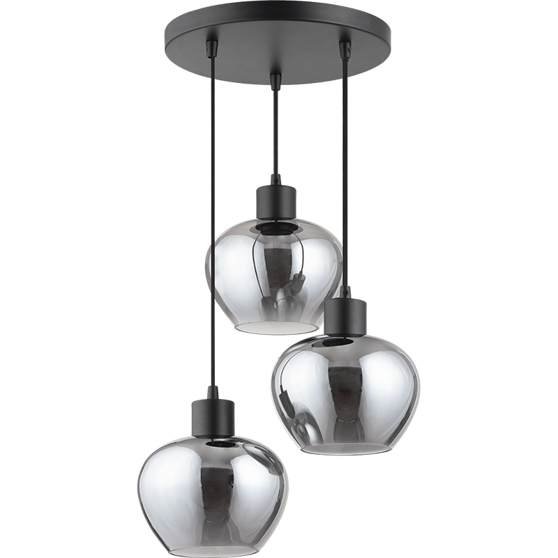 Modren Simple Light Kelly Adjustable Round Full Smoke Glass Ceiling Pendent Light 3lys Dia19cm E27