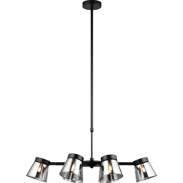 Nordic Style Smoke Glass Pendant Light with 6 Metal Arms and Adjustable 360°