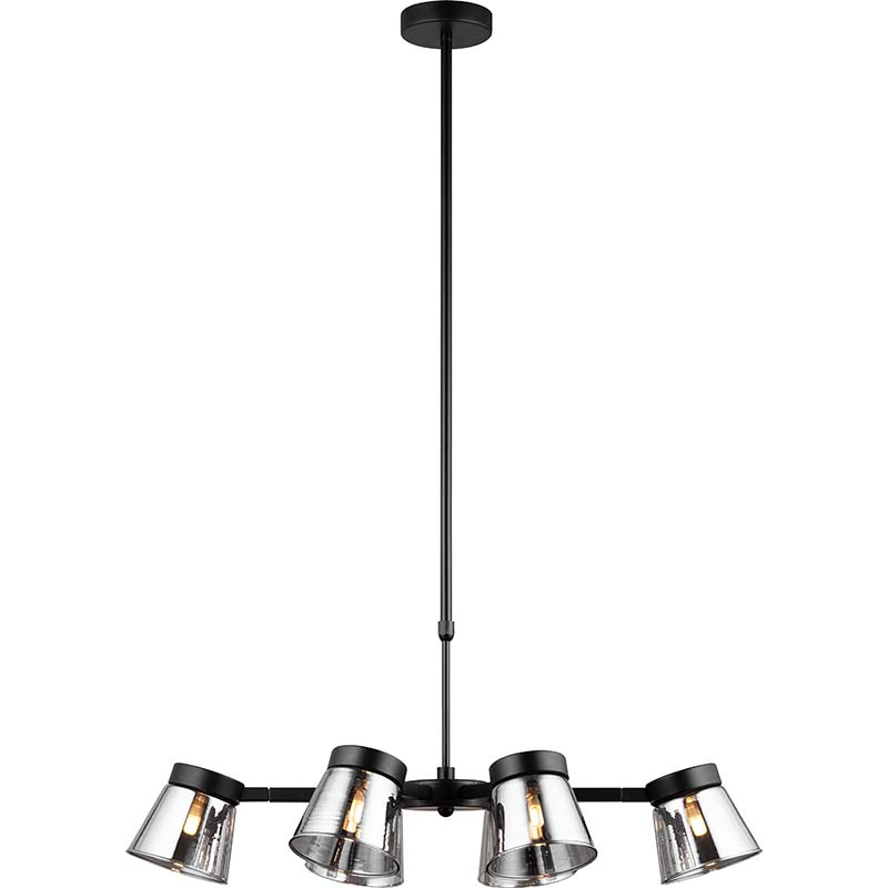 Nordic Style Smoke Glass Pendant Light with 6 Metal Arms and Adjustable 360°