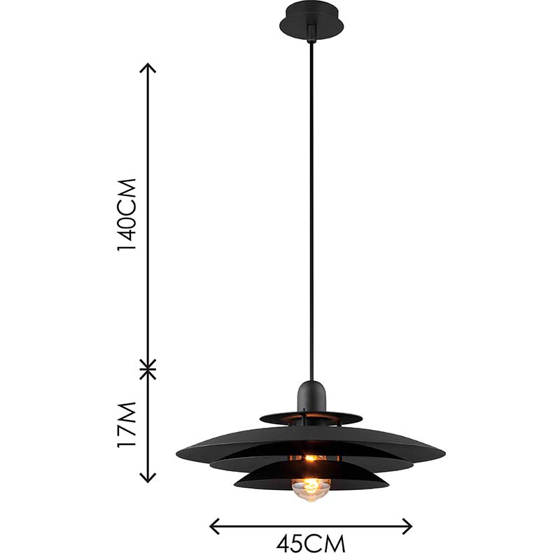 Nordic Round Light Attractive Chandelier Louvre Pendent Light Height Adjustable Matt Black E27