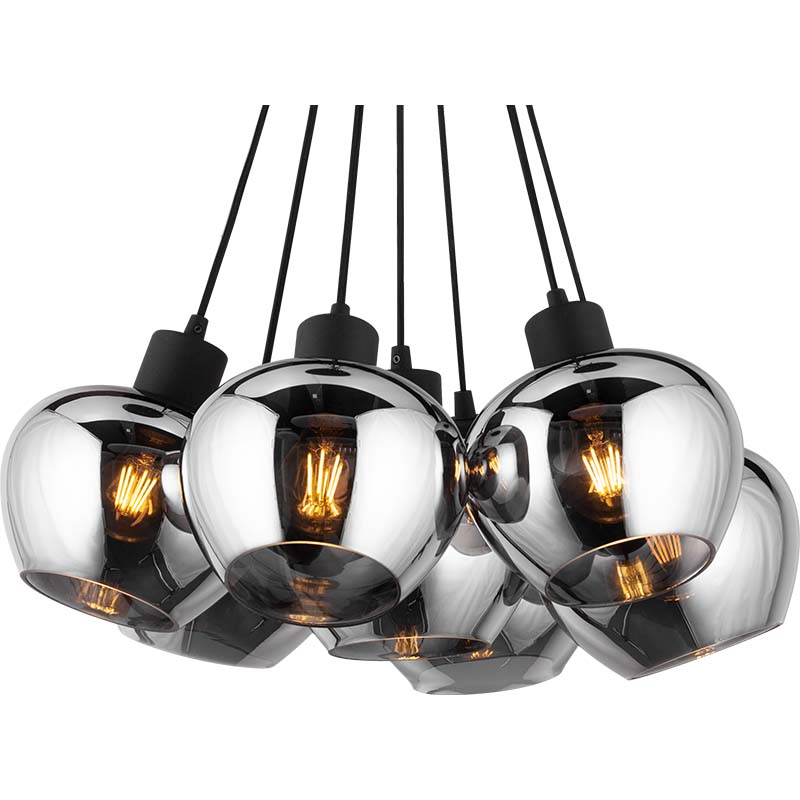 Modern Elegance of the Kelly Adjustable Full Smoke Glass Pendant Light