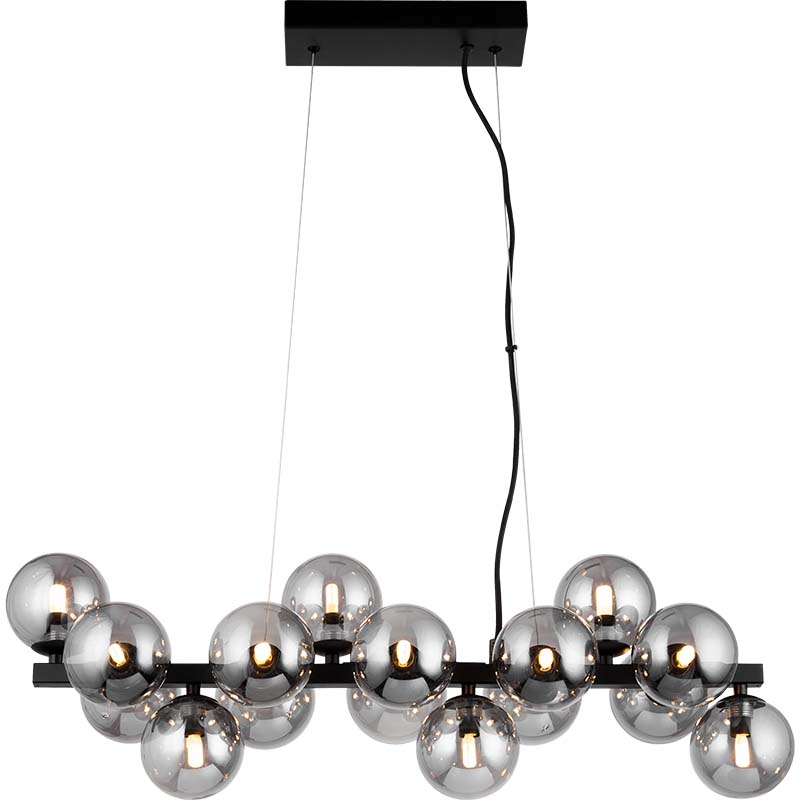 Graceful Decorative Pendant Lamp with Elegant Matt Black Metal Bar Matching with Beautiful Smoke-colored Glasses 16lys G9