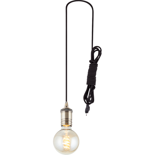 Simple Pendant Adjustable Window Pendant Light Antic-Brass Socket Shade E27