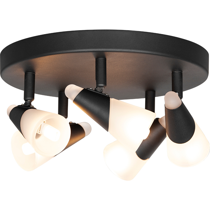 Simple Ceiling Lamp with Five Frosted Glass Shades And G9 Bulbs