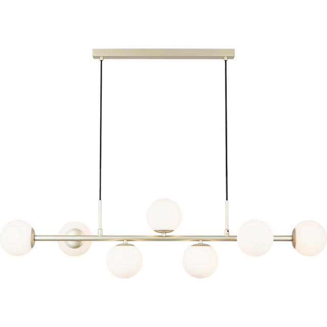 Nordic Authenic Design Hanging Light Decorative Adjustable Pendent Light 7lys Painted Brass & Opal Glass G9