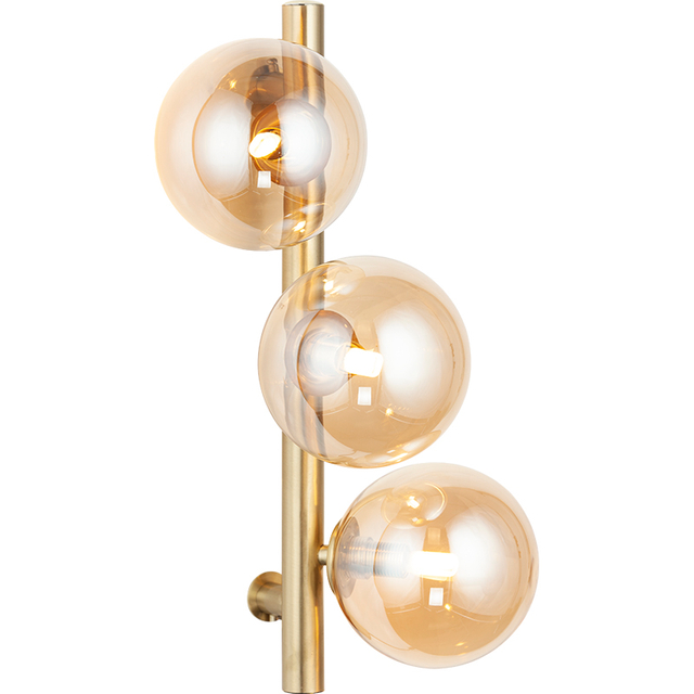 3-Light Ball Style Wall Lamp with Simple Amber Glass Design and G9 Socket