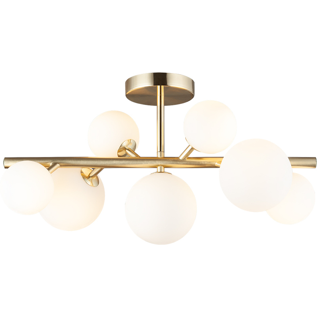 Nordic Authenic Design Ceiling Lamp Luxury Decorative Ceiling Light 7lys Matt Brass & Opal Glass G9